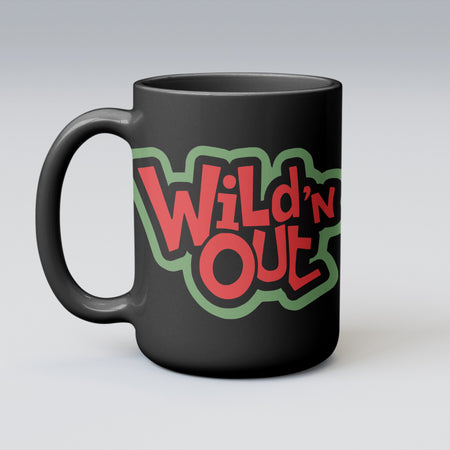 "Playful Red 'Wild'n Out' Emblem on Green Background"