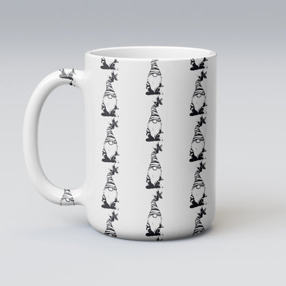 "Black and White Gnome Pattern Tiles"