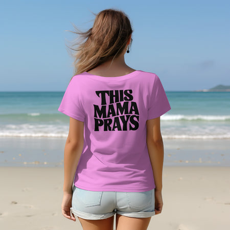 "Stylized 'This Mama Prays' Text Design for T-Shirts"