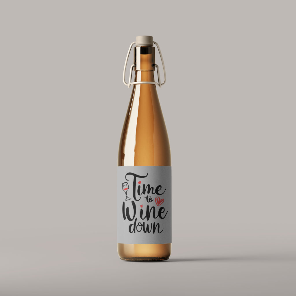 "Red and black wine lover's graphic with cursive text and decorative icons."