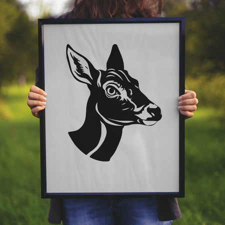 "Black Silhouette of Doe for Wall Art and Crafts"