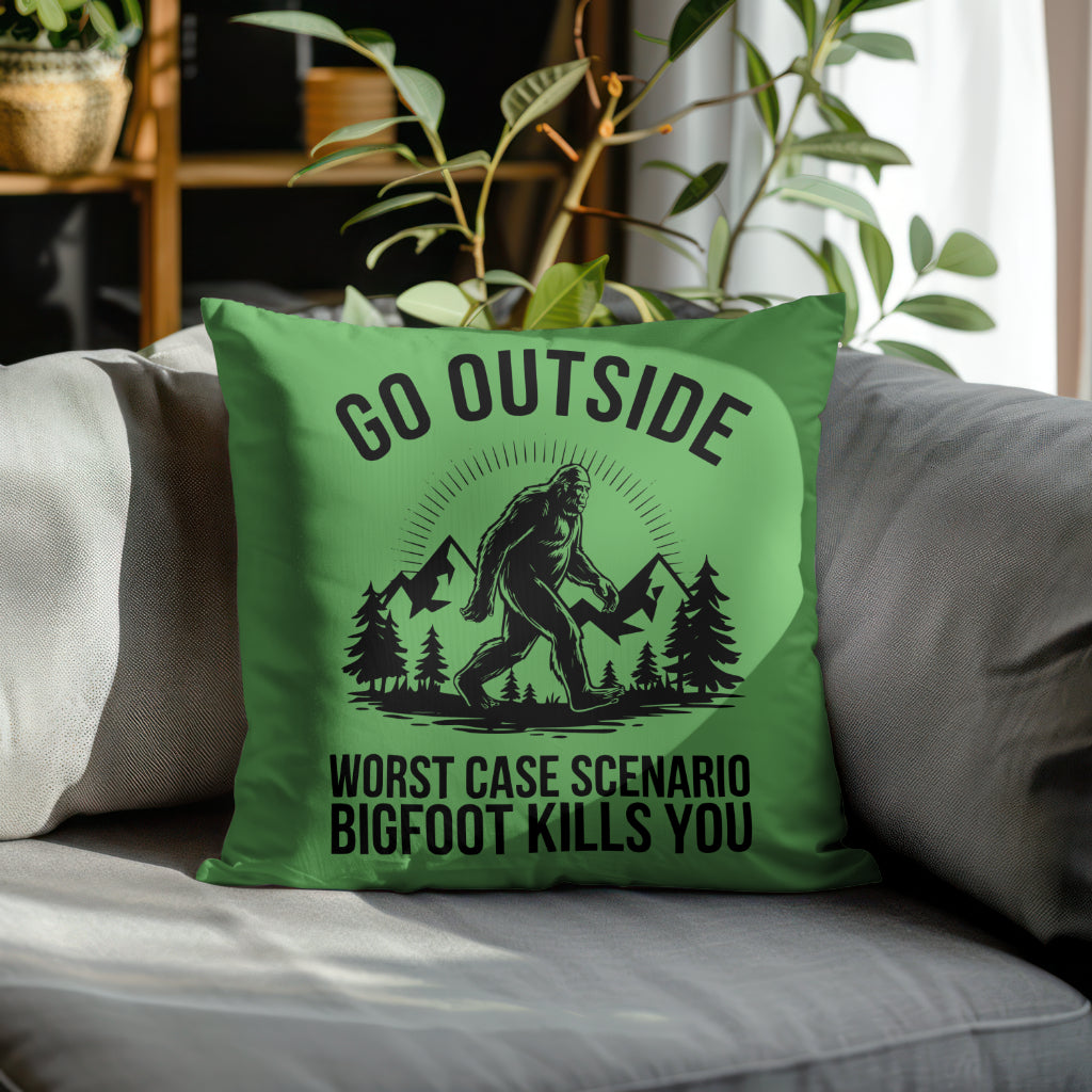 Sasquatch silhouette SVG walking in a mountainous landscape
