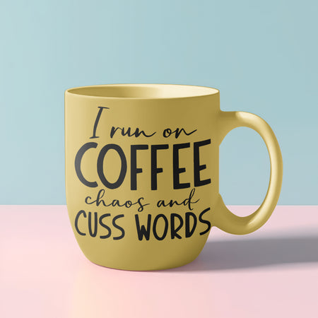 "Humorous Coffee and Cuss Words Typography Design"