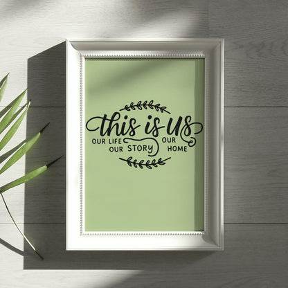 "Monochrome decorative phrase design for home decor in SVG, PNG, JPEG."
