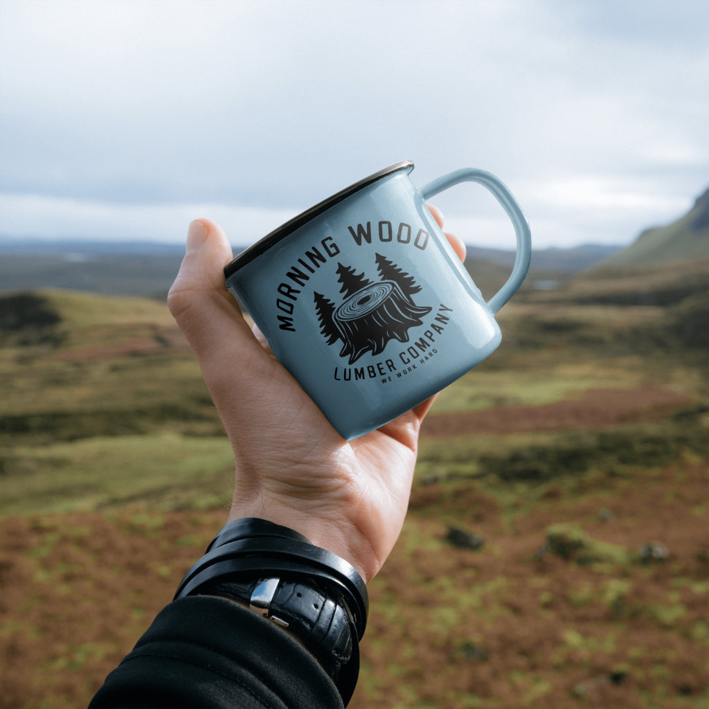 mens morning wood funny graphic