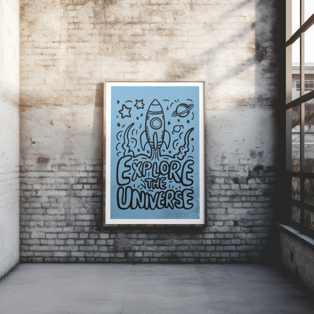 Universe exploration coloring page for kids PNG
