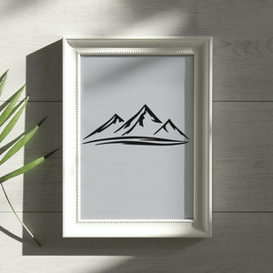 "Stylized black silhouette of mountain peaks for modern branding."