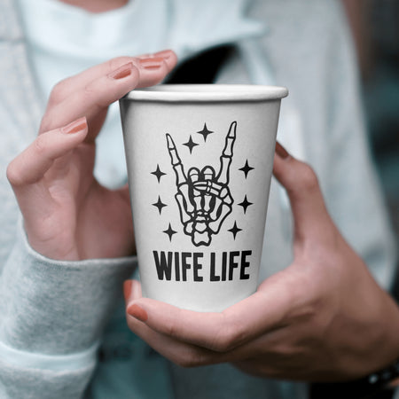 "Edgy Wife Life Skeletal Hand Illustration for Apparel and Decor"