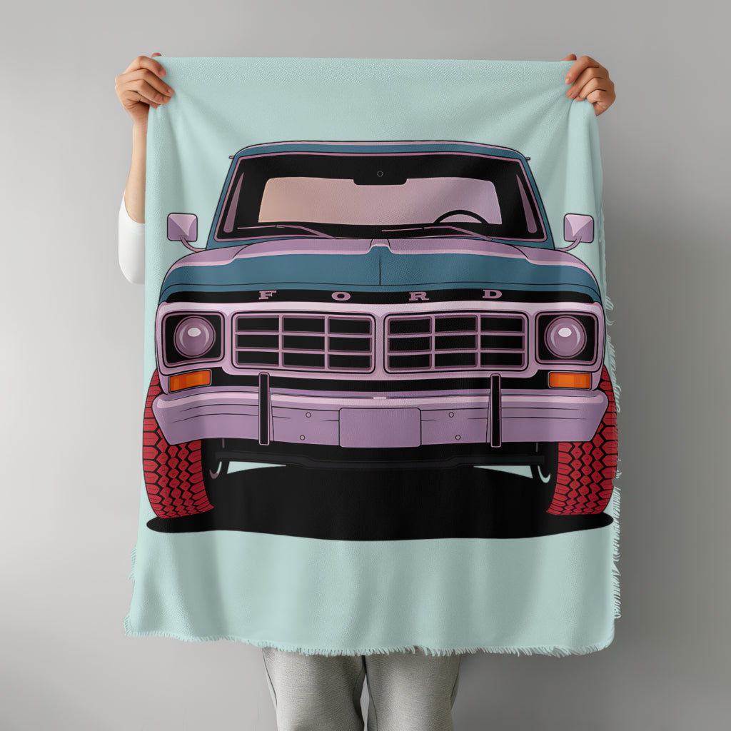 Vintage truck clipart featuring a classic Ford truck with teal and brown tones
