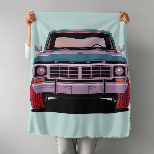 Vintage truck clipart featuring a classic Ford truck with teal and brown tones
