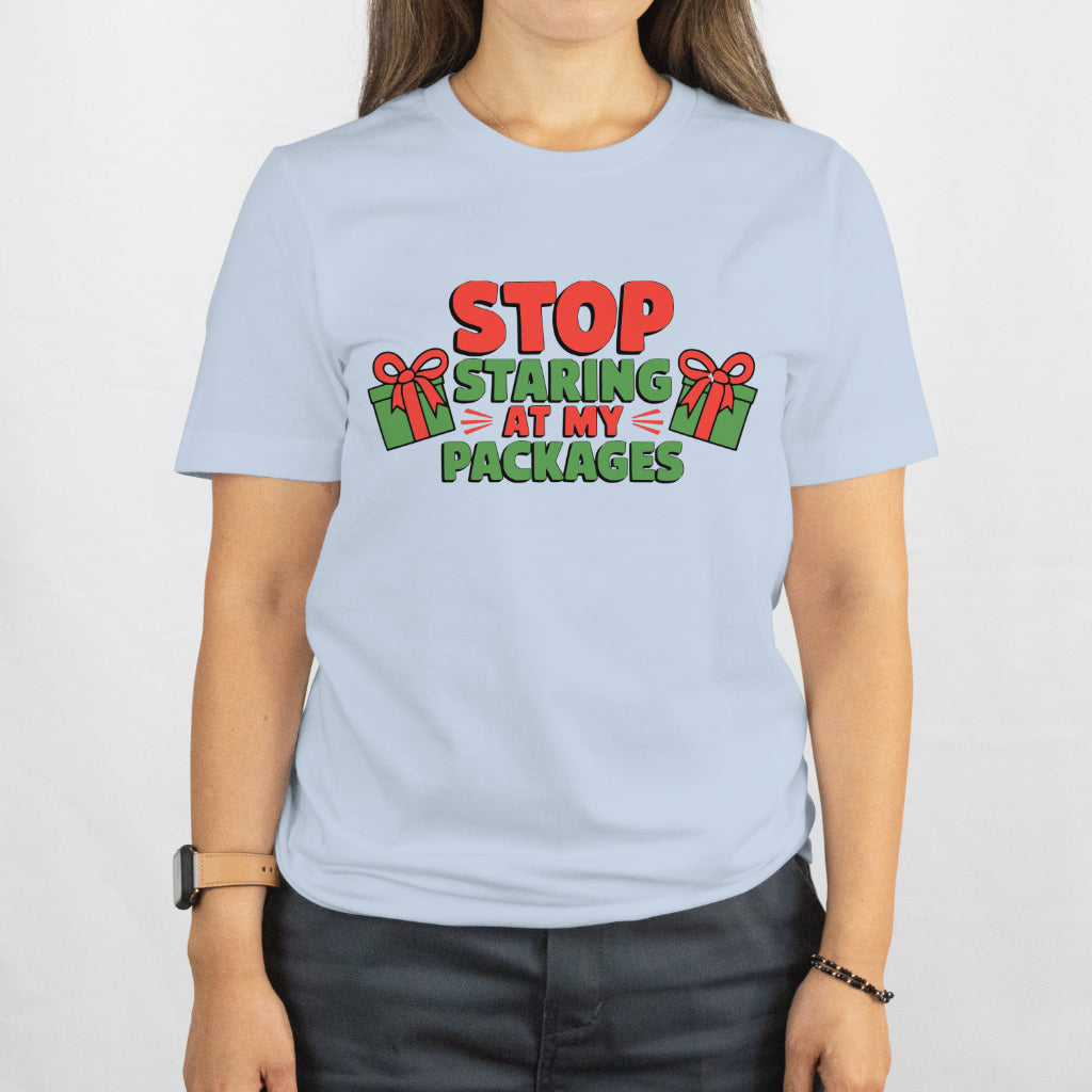 Humorous holiday design for crafting projects featuring Christmas packages.

