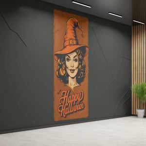 Halloween witch cartoon with orange hat PNG
