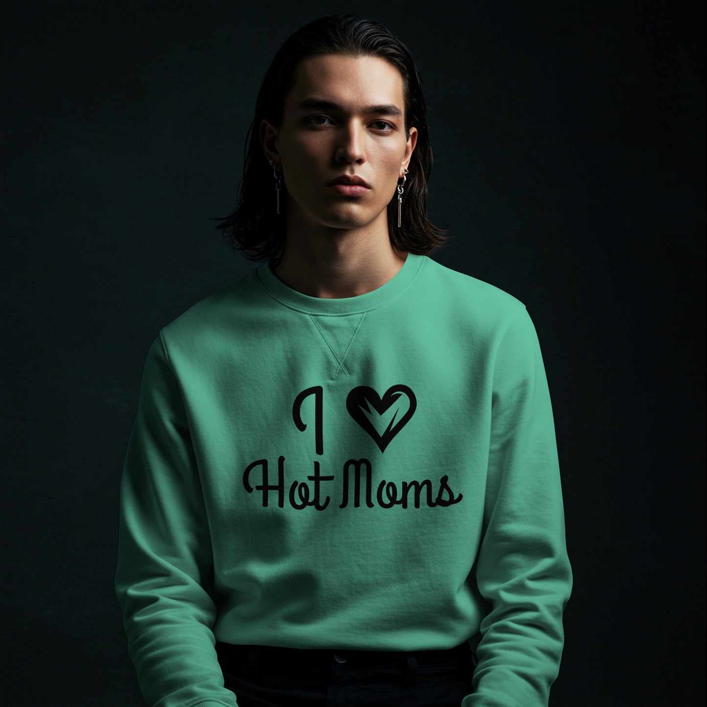 Transparent background funny “I Love Hot Moms” PNG