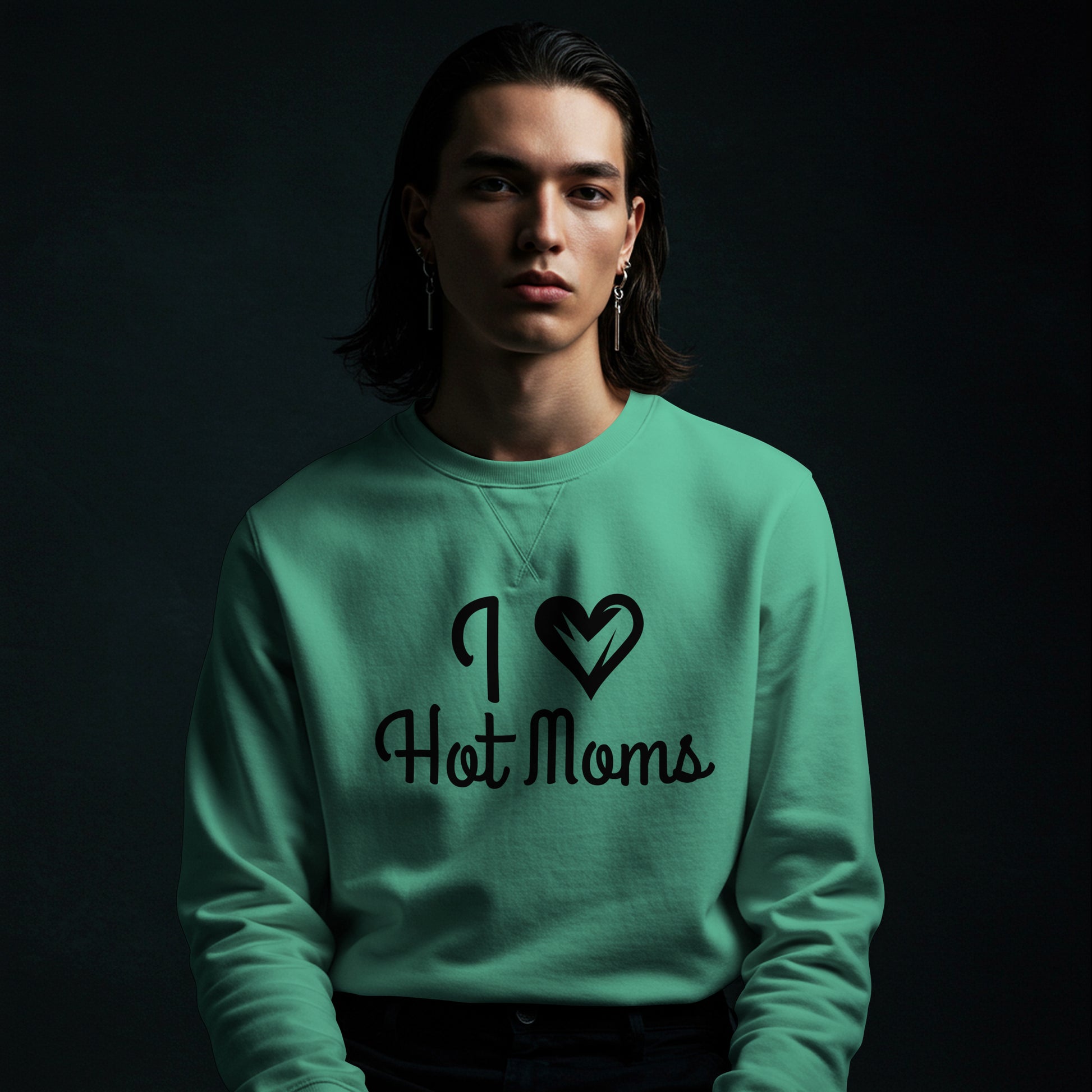 Transparent background funny “I Love Hot Moms” PNG