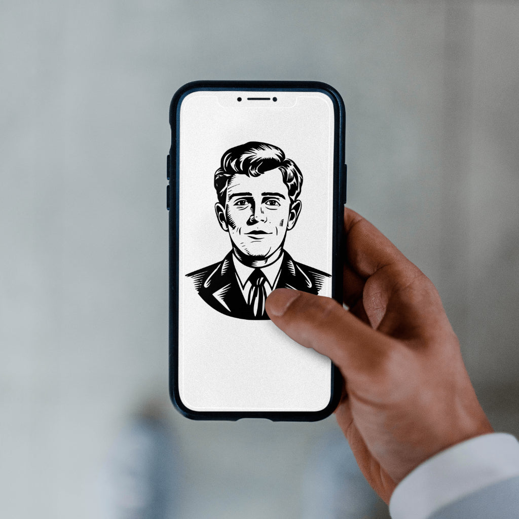 "Classic 50s husband man silhouette graphic in SVG, PNG, and JPEG formats."
