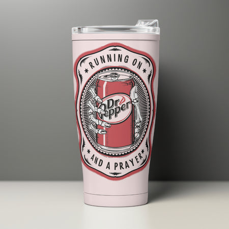 High-quality PNG of skeletal hand holding a Dr Pepper can with transparent background, perfect for vintage designs