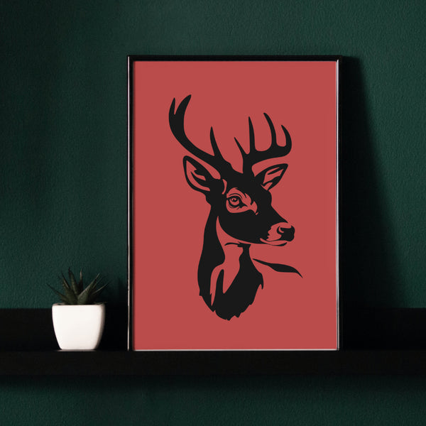 "Black Silhouette of Buck for Wall Art and Apparel"