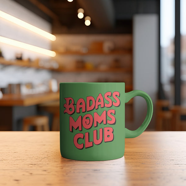 "Dynamic 'Badass Moms Club' illustration for empowering mom apparel."