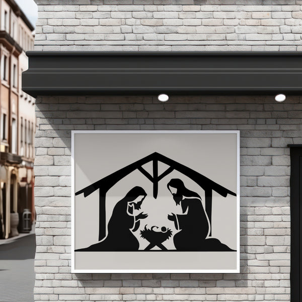 "Christian nativity scene art in SVG, PNG, JPEG for holiday decor."