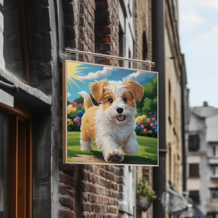 "Colorful Outdoor Puppy Illustration for Education and Decor"