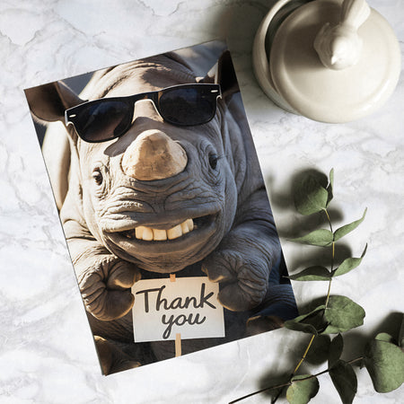 "Adorable Rhino Holding Thank You Sign Photo"