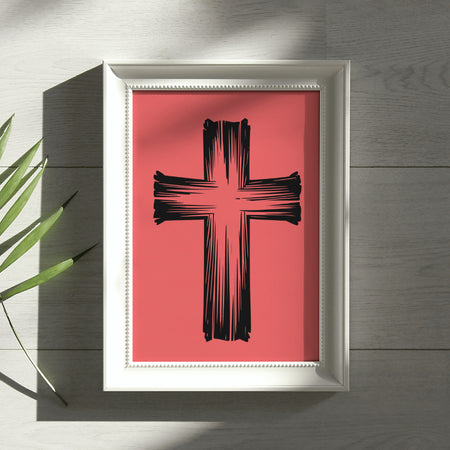 "Intricate Black and White Cross Design for Download"