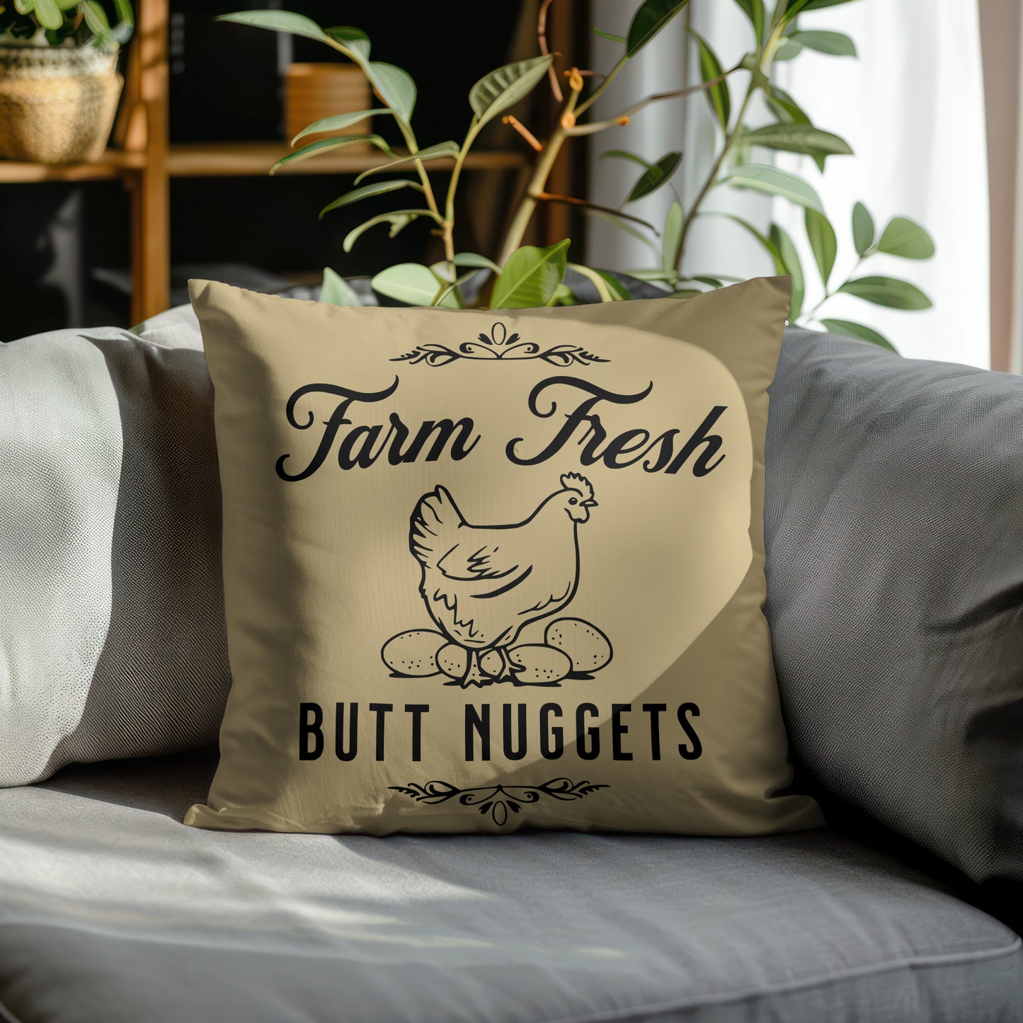 Black vector of chicken and eggs with humorous quote