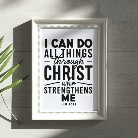 "Philippians 4:13 Bold and Cursive Text Graphic"