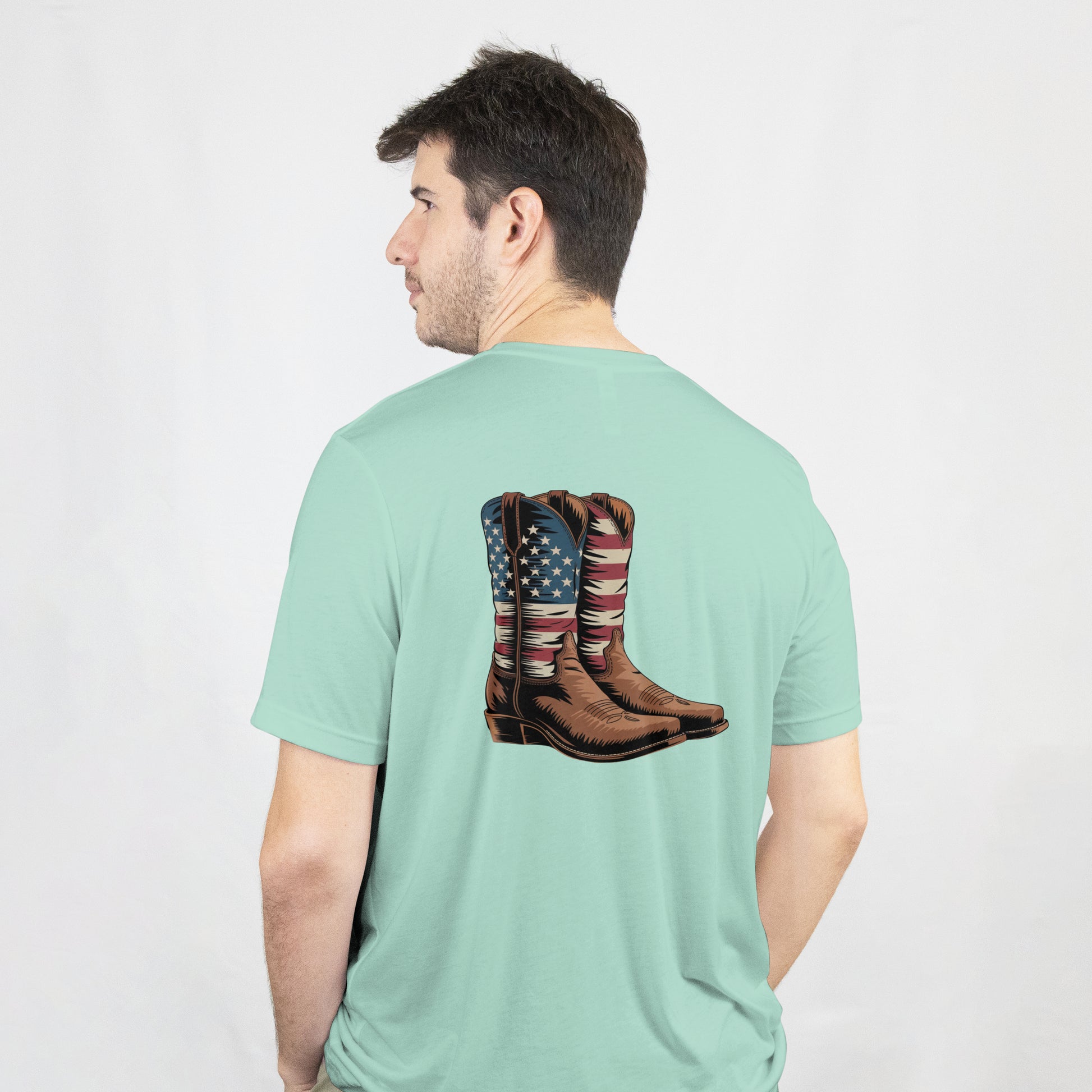 American flag cowboy boots illustration for t-shirts