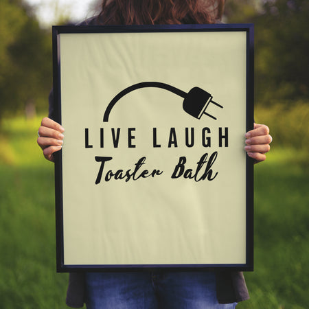 "Edgy home decor graphic featuring dark humor saying and minimalist design."