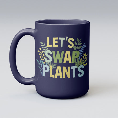 "Multi-Colored 'Let's Swap Plants' Design with Greenery"