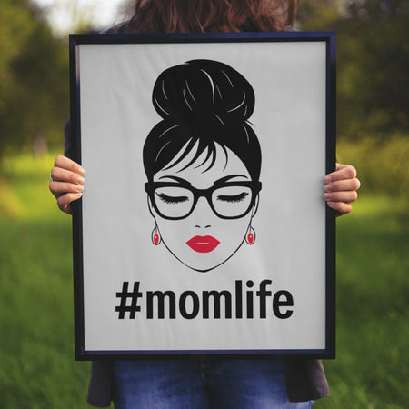 "Contemporary #MOMLIFE graphic with transparent background PNG and solid white JPEG."