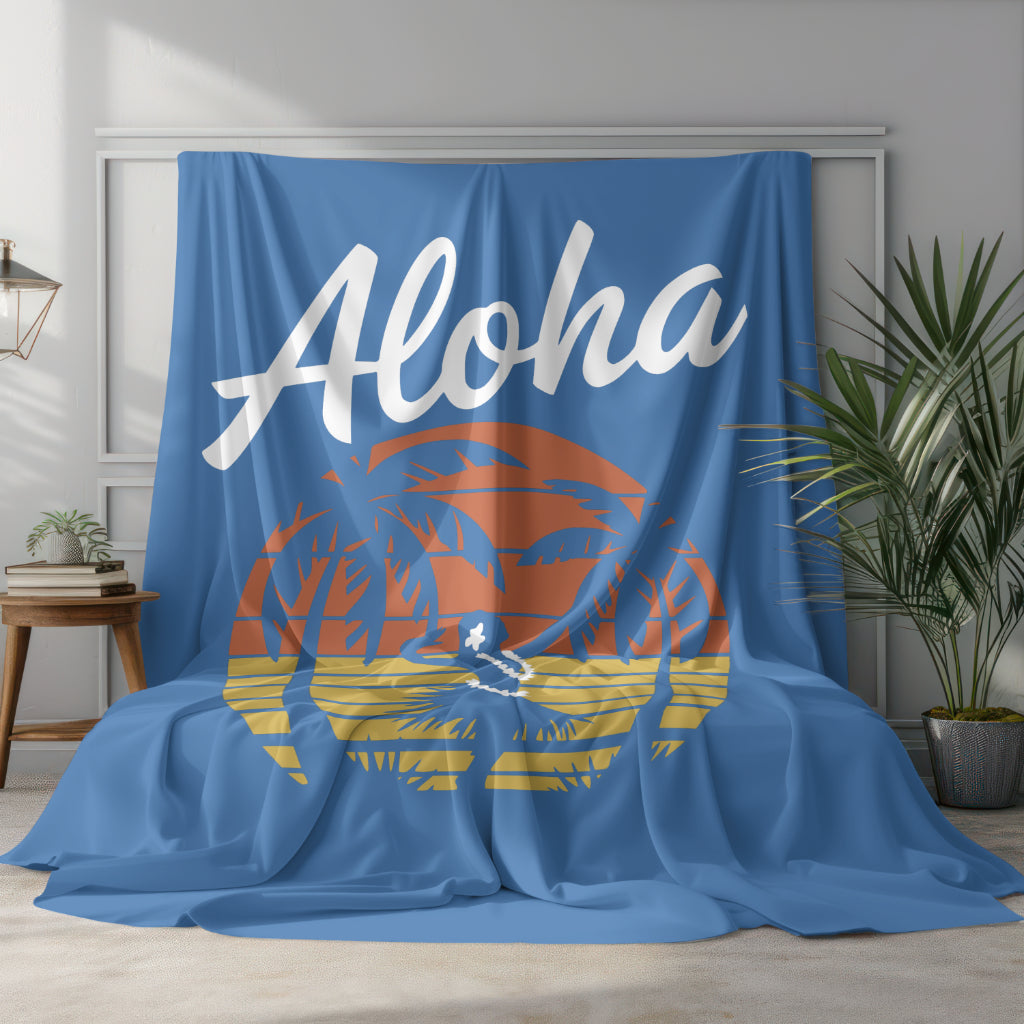 Hawaiian Aloha SVG with beach sunset and silhouette design
