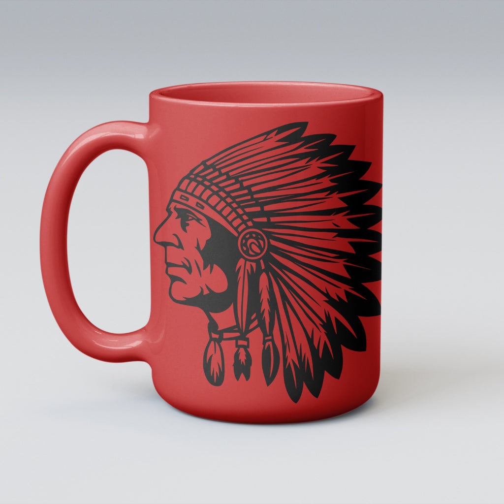 "Black and White Native American Chief Silhouette Design"