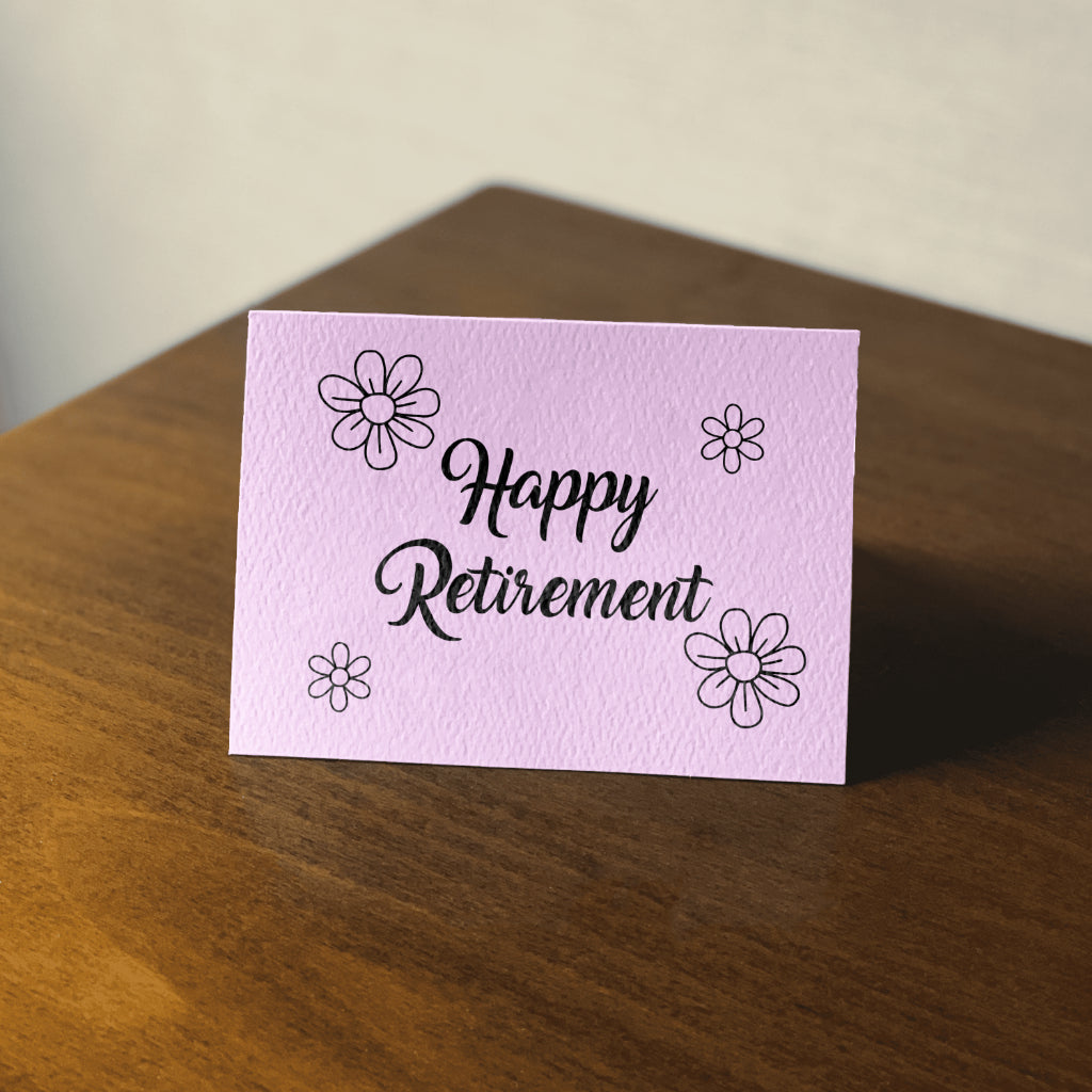 Happy Retirement PNG with flowers and transparent background.
