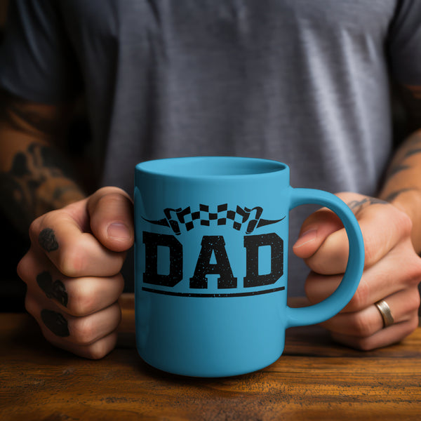 "All Black and White Silhouette Racing Dad Typography"