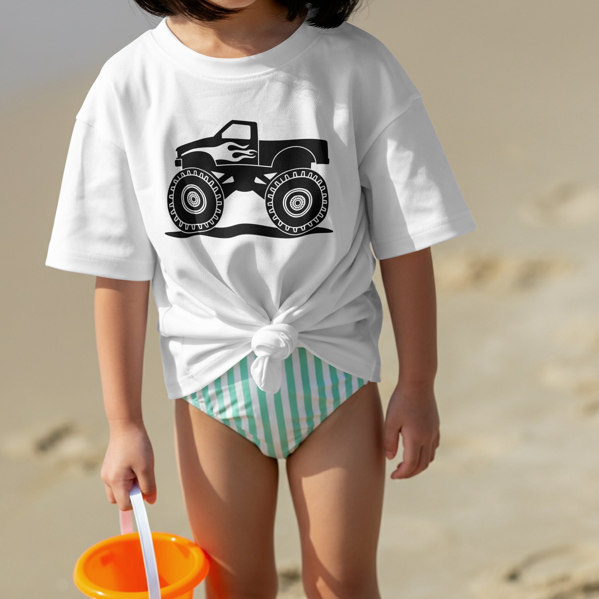 Monster truck SVG silhouette with large spiral wheels