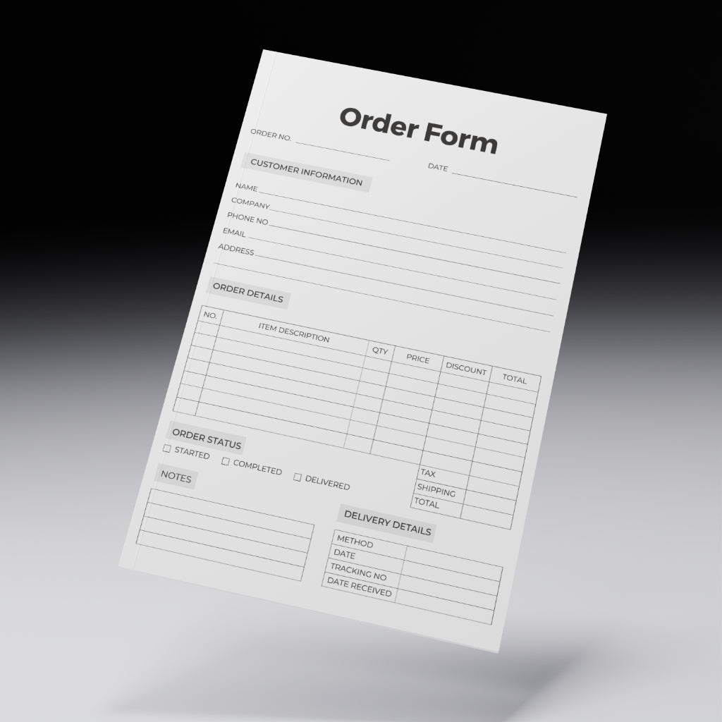 Printable Order Form Template PDF for small business use
