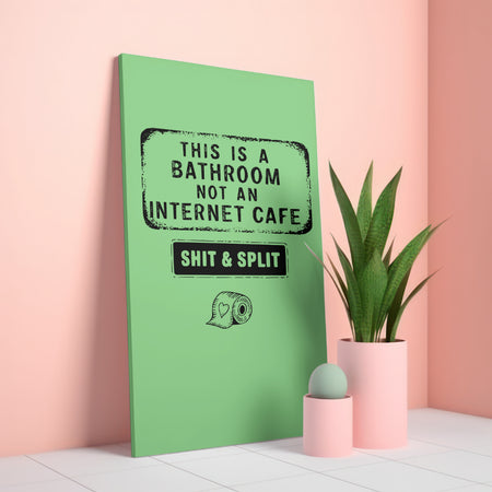 "Antique-Style Restroom Decor Sign with Humorous Message and Toilet Paper Heart"