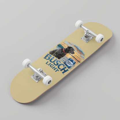 Busch Light PNG digital download featuring a black Labrador on a dock
