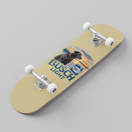 Busch Light PNG digital download featuring a black Labrador on a dock
