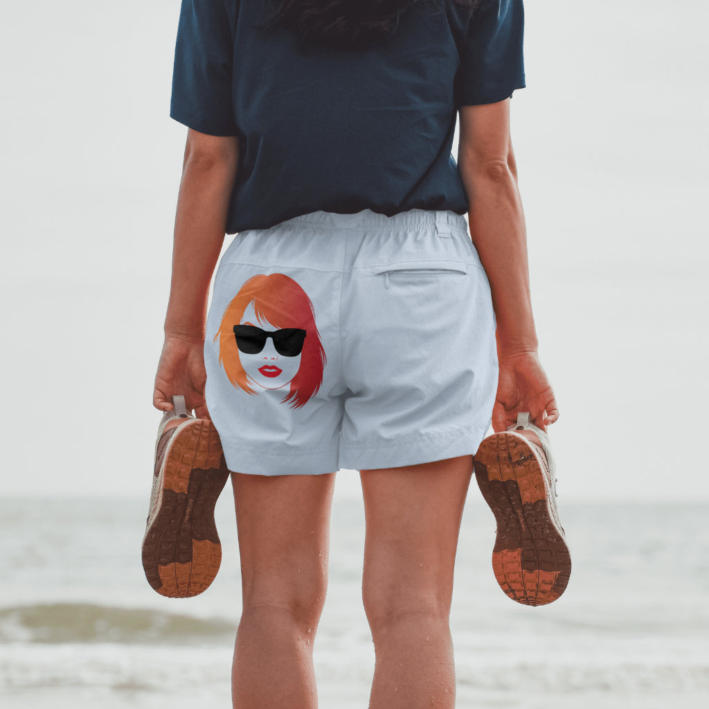Taylor Swift PNG with vibrant red and orange hair and red lips
