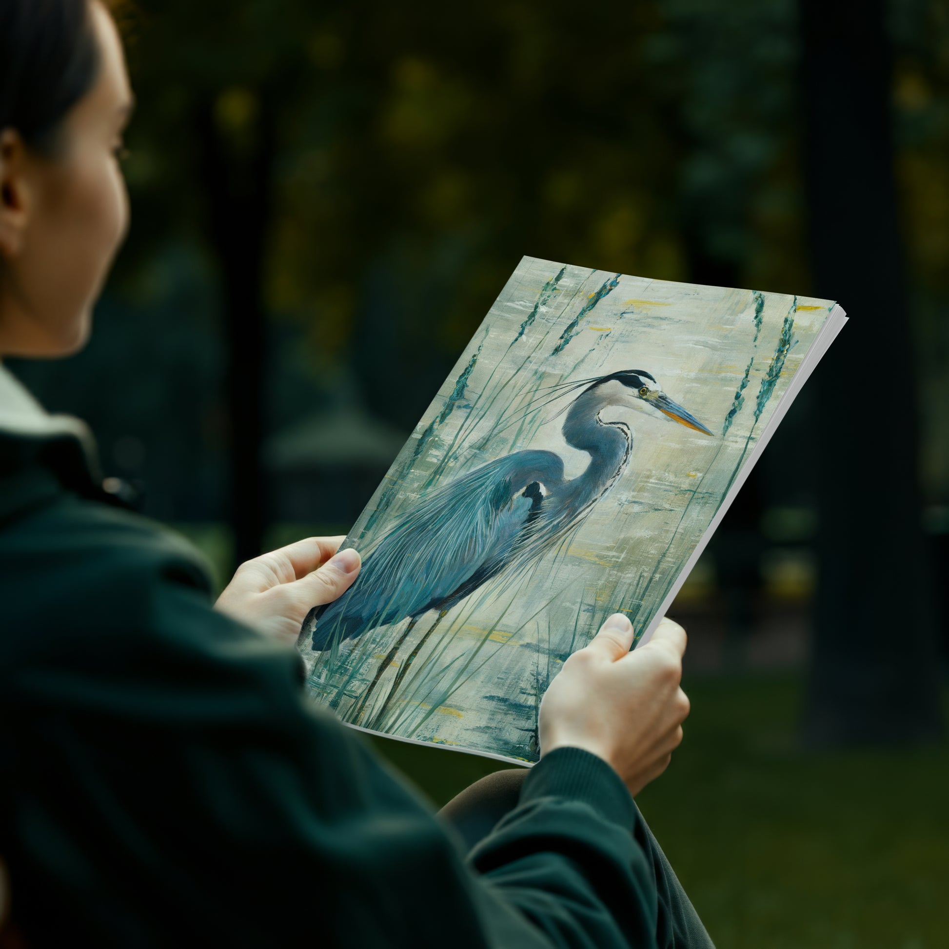 blue heron watercolor painting