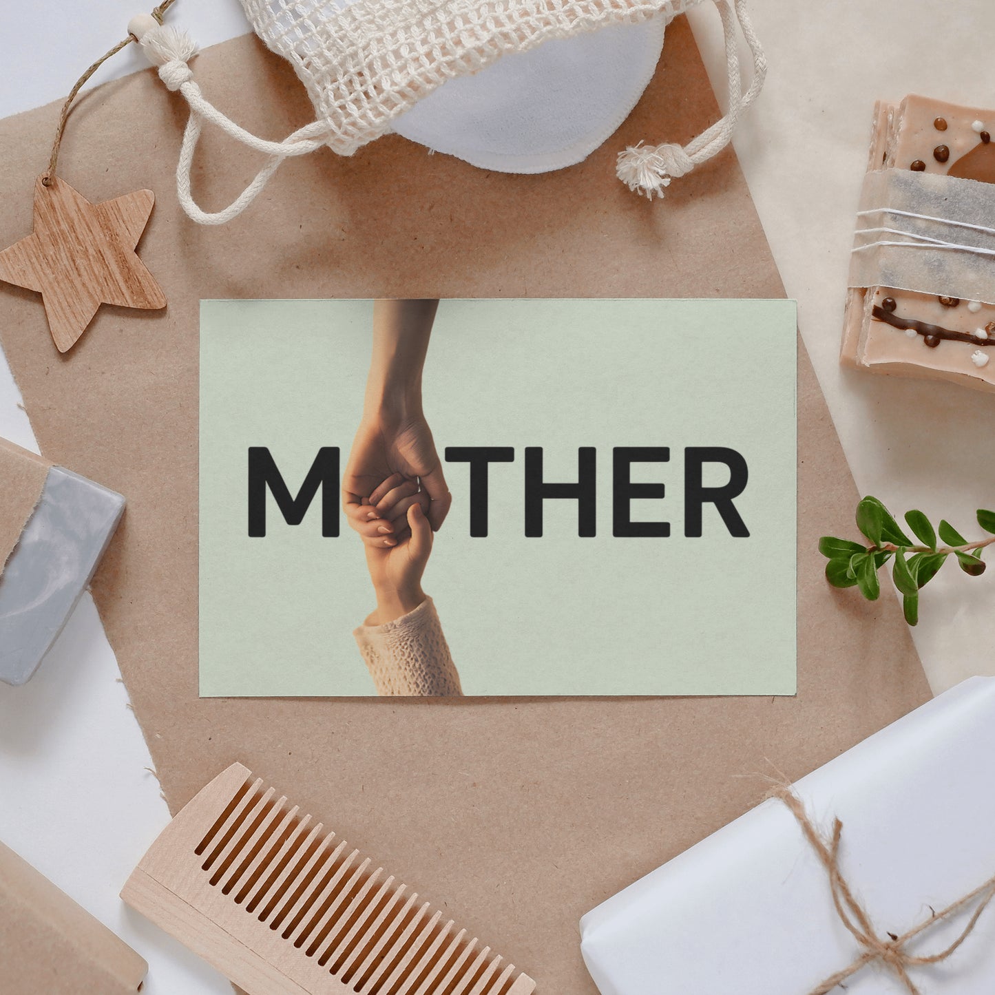 mother and daughter holding hands typography photo