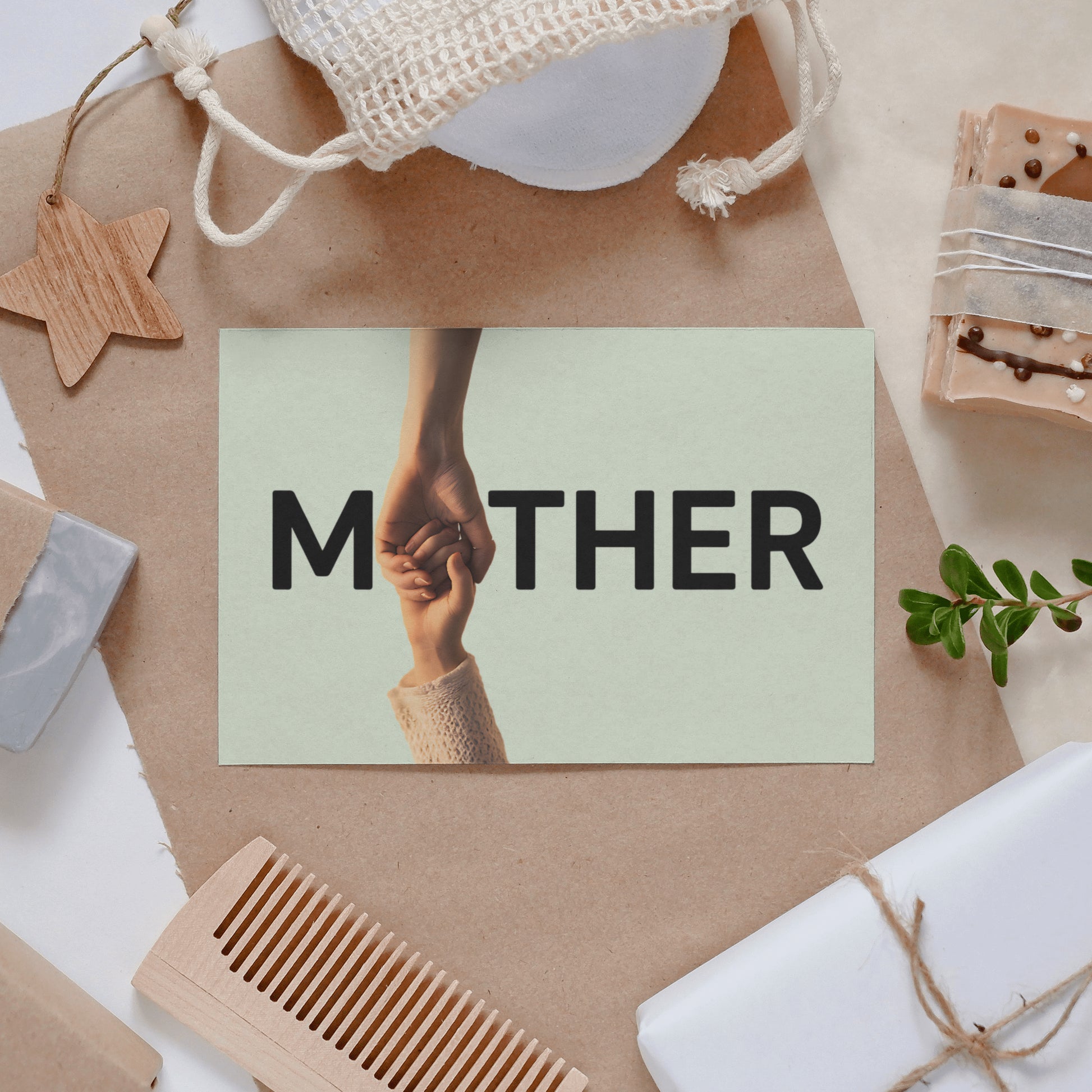 mother and daughter holding hands typography photo