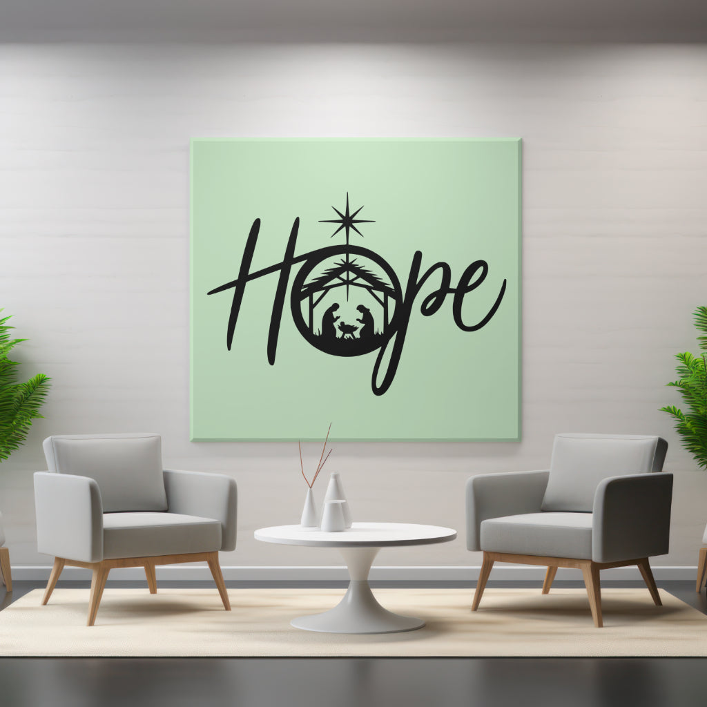 Nativity scene silhouette SVG with Hope script