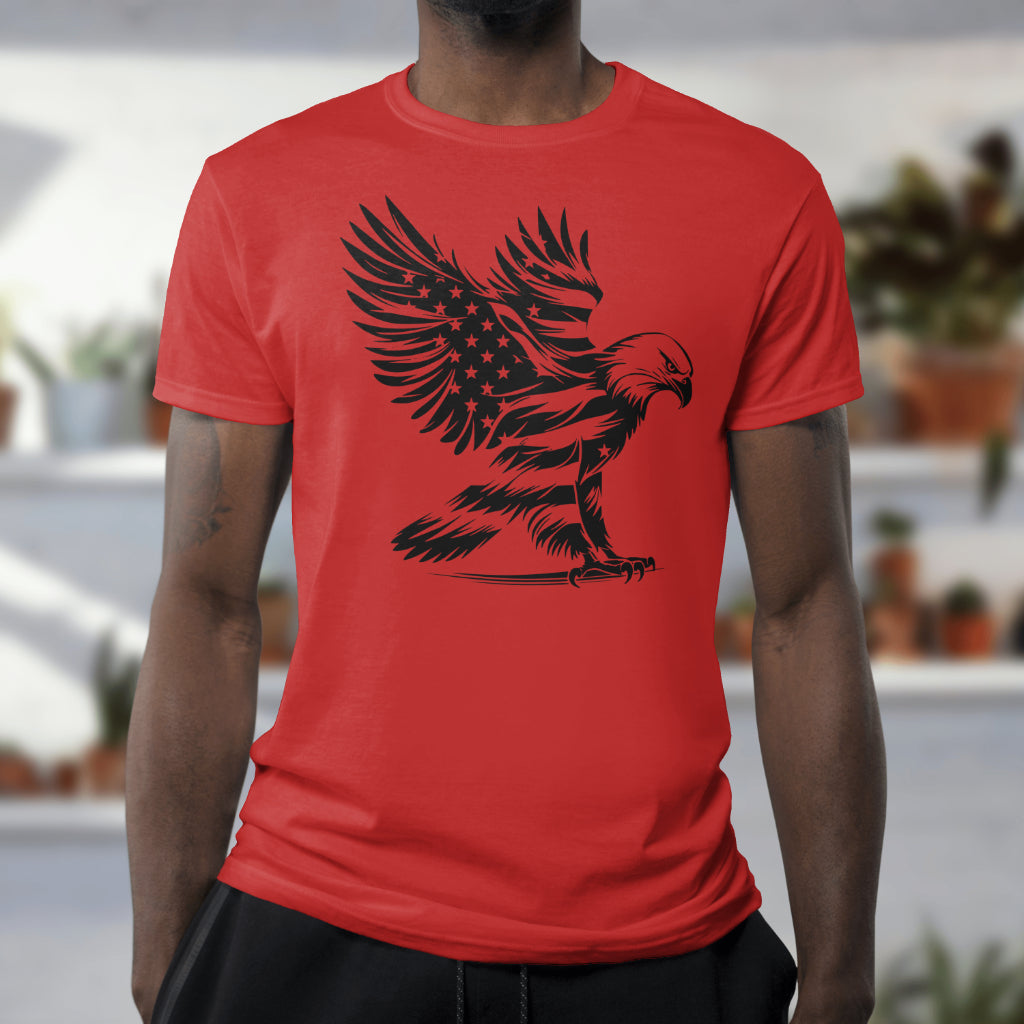 Patriotic eagle SVG with flag design in silhouette style
