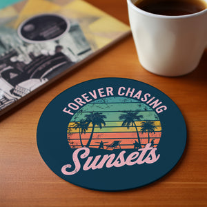 Vibrant sunset and palm trees graphic with transparent background PNG







