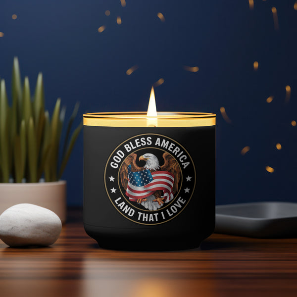 "Black circular eagle emblem for patriotic American decor and apparel."