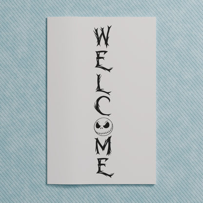 Black silhouette Jack Skellington SVG for wall art and decals
